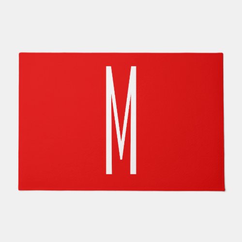 Initial Letter Monogram Modern Style Red White Doormat