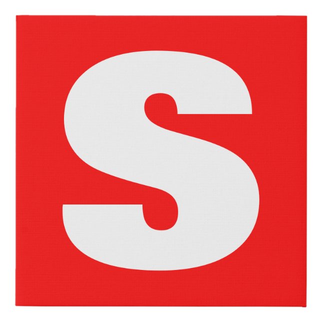 Initial Letter Monogram Modern Style Red White Faux Canvas Print (Front)