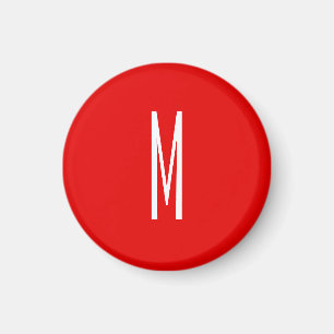 Initial Letter Monogram Modern Style Red White Magnet