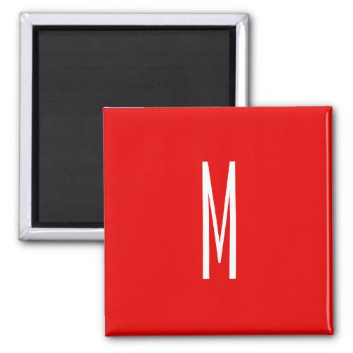 Initial Letter Monogram Modern Style Red White Magnet