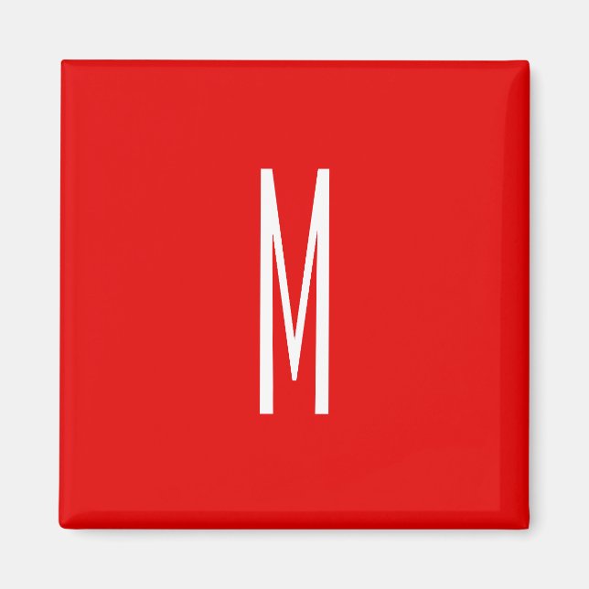 Initial Letter Monogram Modern Style Red White Magnet (Front)