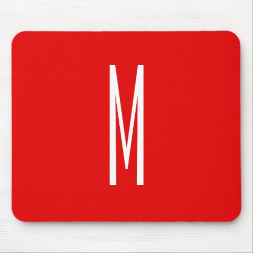 Initial Letter Monogram Modern Style Red White Mouse Pad