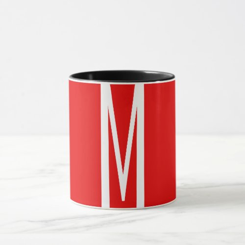 Initial Letter Monogram Modern Style Red White Mug