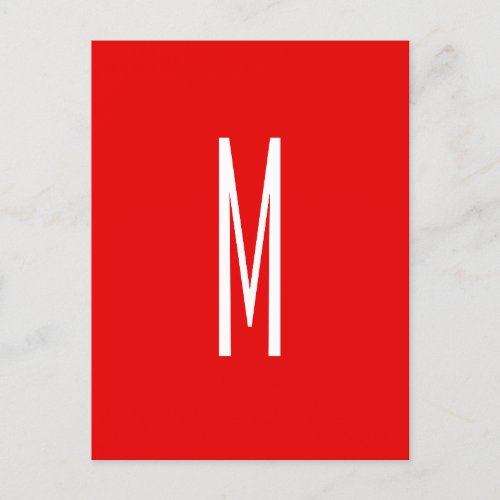 Initial Letter Monogram Modern Style Red White Postcard