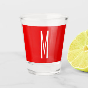 Initial Letter Monogram Modern Style Red White Shot Glass
