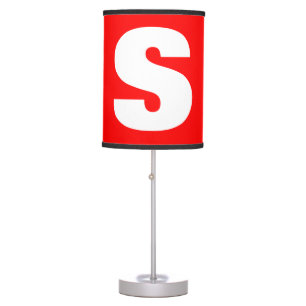 Initial Letter Monogram Modern Style Red White Table Lamp
