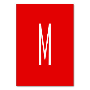 Initial Letter Monogram Modern Style Red White Table Number