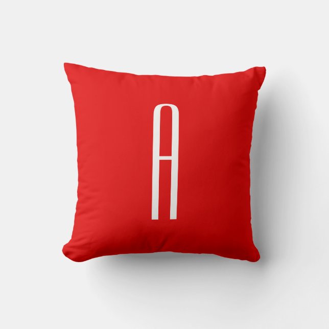 Initial Letter Monogram Modern Style Red White Throw Pillow (Front)