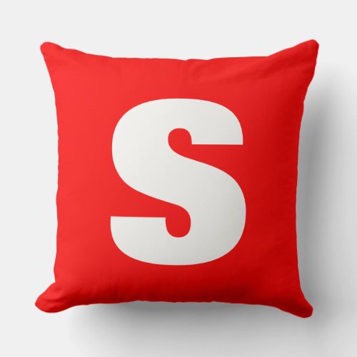 Initial Letter Monogram Modern Style Red White Throw Pillow