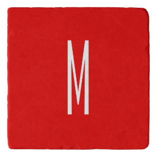 Initial Letter Monogram Modern Style Red White Trivet