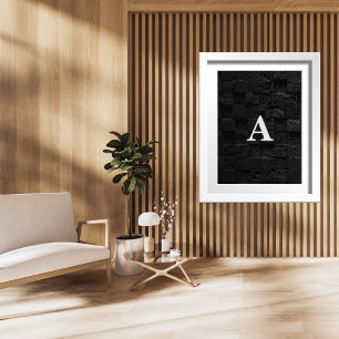 Initial Letter Monogram Modern Stylish Black Stone Poster