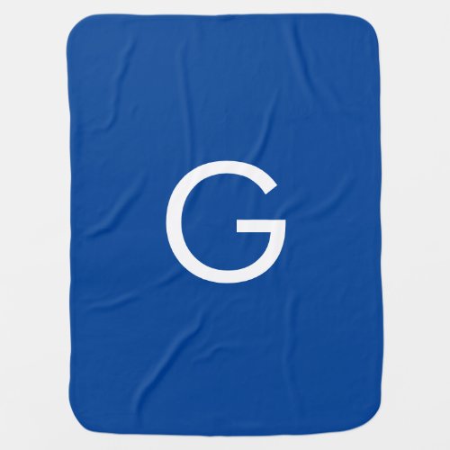 Initial Letter Monogram Modern Stylish Blue Baby Blanket