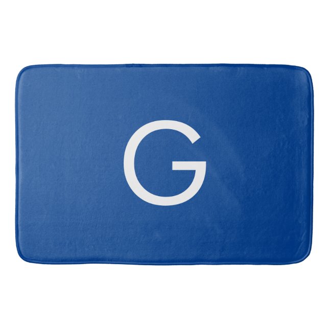 Initial Letter Monogram Modern Stylish Blue Bath Mat (Front)