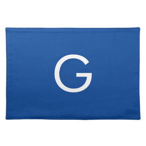Initial Letter Monogram Modern Stylish Blue Cloth Placemat