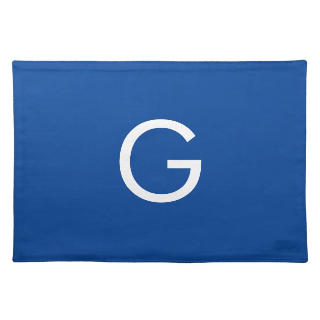 Initial Letter Monogram Modern Stylish Blue Cloth Placemat (Front)