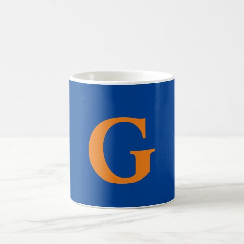Initial Letter Monogram Modern Stylish Blue Orange Coffee Mug