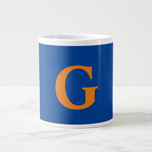 Initial Letter Monogram Modern Stylish Blue Orange Giant Coffee Mug