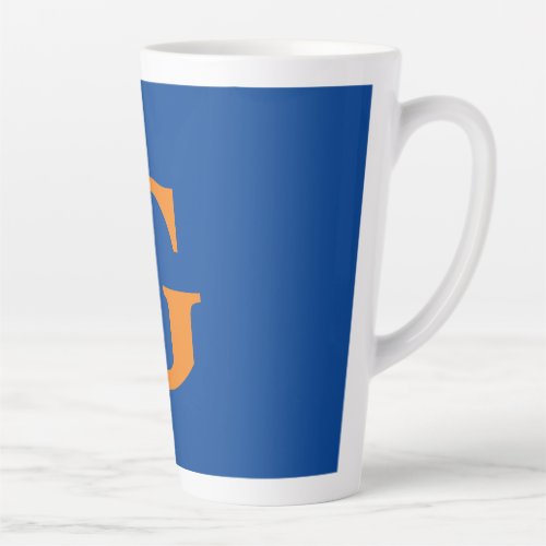 Initial Letter Monogram Modern Stylish Blue Orange Latte Mug