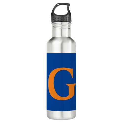 Initial Letter Monogram Modern Stylish Blue Orange Stainless Steel Water Bottle