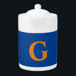 Initial Letter Monogram Modern Stylish Blue Orange Teapot<br><div class="desc">Would you like to own a product with the initials of your name? It is very simple,  aesthetic and attractive.</div>