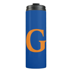 Initial Letter Monogram Modern Stylish Blue Orange Thermal Tumbler