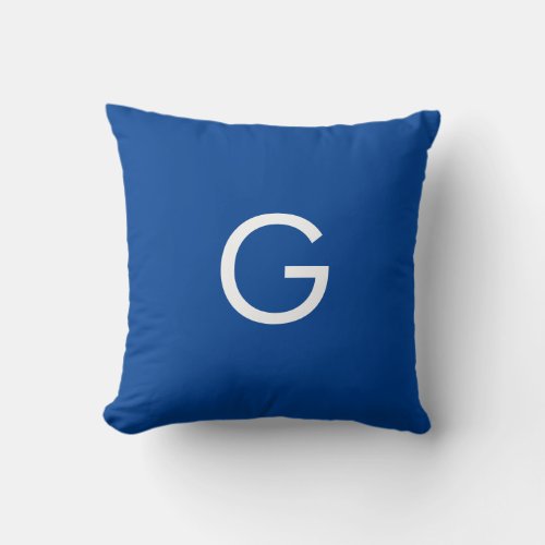 Initial Letter Monogram Modern Stylish Blue Throw Pillow