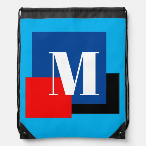 Initial Letter Monogram Modern Stylish Drawstring Bag