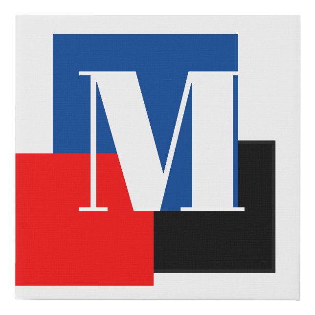 Initial Letter Monogram Modern Stylish Faux Canvas Print (Front)