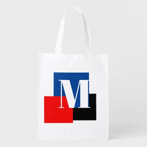 Initial Letter Monogram Modern Stylish Grocery Bag