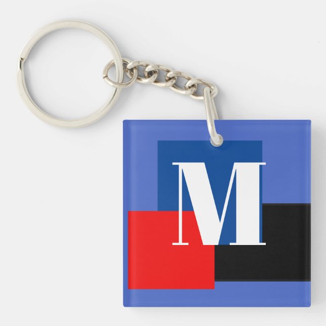 Initial Letter Monogram Modern Stylish Keychain (Front)