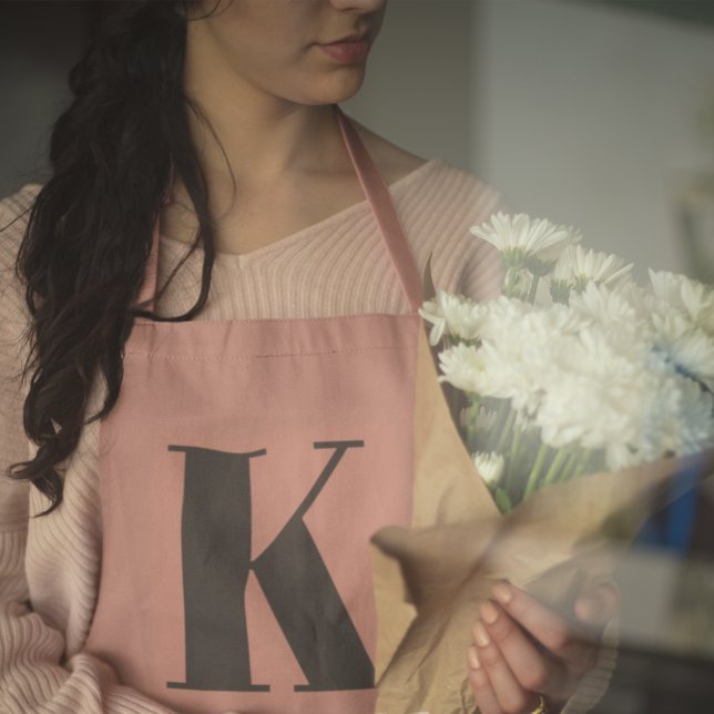 Initial Letter | Monogram Modern Stylish Peach Apron (Creator Uploaded)