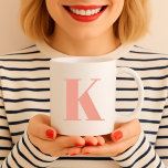 Initial Letter | Monogram Modern Stylish Peach Coffee Mug<br><div class="desc">Simple,  stylish custom initial letter monogram coffee mug in modern minimalist typography in peach pink. A perfect custom gift or accessory with a personal touch!</div>