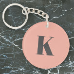 Initial Letter | Monogram Modern Stylish Peach Keychain<br><div class="desc">Simple,  stylish custom initial letter monogram keychain in modern minimalist typography in dark gray on peach pink. A perfect custom gift or accessory with a personal touch!</div>