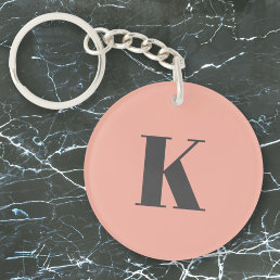 Initial Letter | Monogram Modern Stylish Peach Keychain