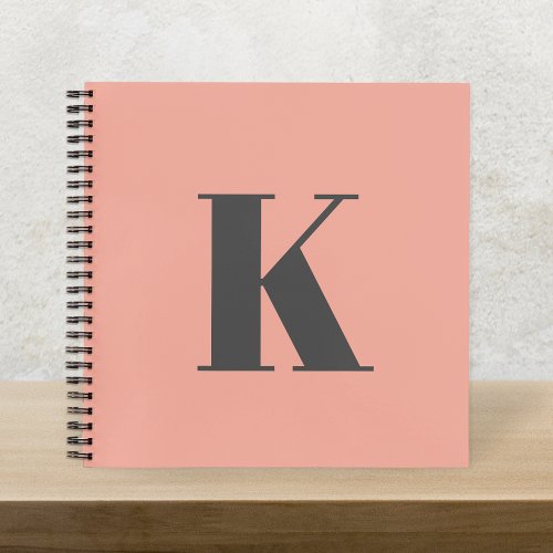Initial Letter  Monogram Modern Stylish Peach Notebook