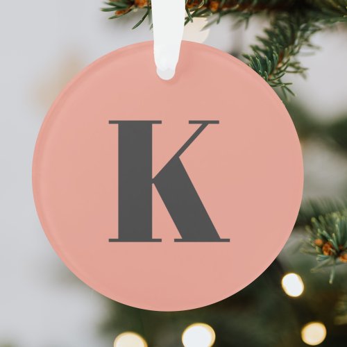 Initial Letter  Monogram Modern Stylish Peach Ornament