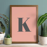 Initial Letter | Monogram Modern Stylish Peach Poster<br><div class="desc">Simple,  stylish custom initial letter monogram poster print in modern minimalist typography in dark gray on peach pink. A perfect custom gift or accessory with a personal touch!</div>