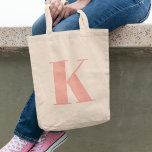 Initial Letter | Monogram Modern Stylish Peach Tote Bag<br><div class="desc">Simple,  stylish custom initial letter monogram tote bag in modern minimalist typography in peach pink. A perfect custom gift or fashion accessory with a personal touch!</div>