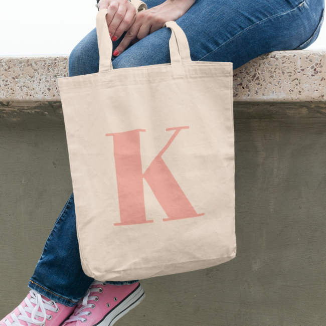 Initial Letter | Monogram Modern Stylish Peach Tote Bag