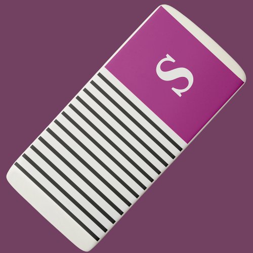 Initial Letter Monogram Modern Stylish Stripes Eraser