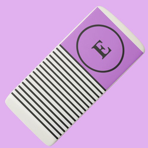 Initial Letter Monogram Modern Stylish Stripes  Eraser