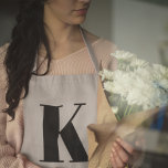 Initial Letter | Monogram Modern Stylish Trendy Apron<br><div class="desc">Simple,  stylish custom initial letter monogram apron in modern minimalist typography in black on a putty gray background. A perfect custom gift or fashion accessory with a personal touch!</div>