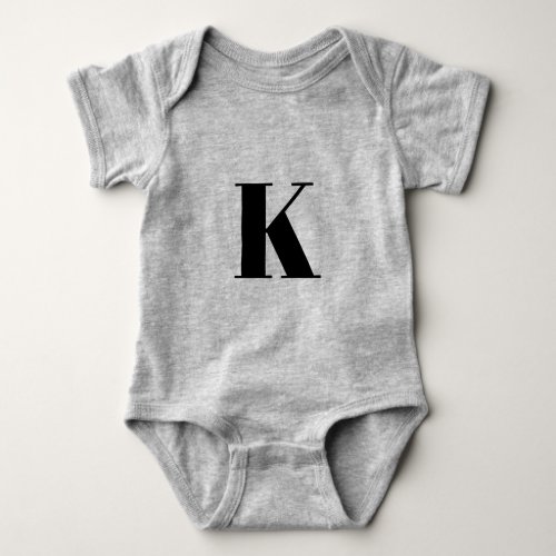 Initial Letter  Monogram Modern Stylish Trendy Baby Bodysuit