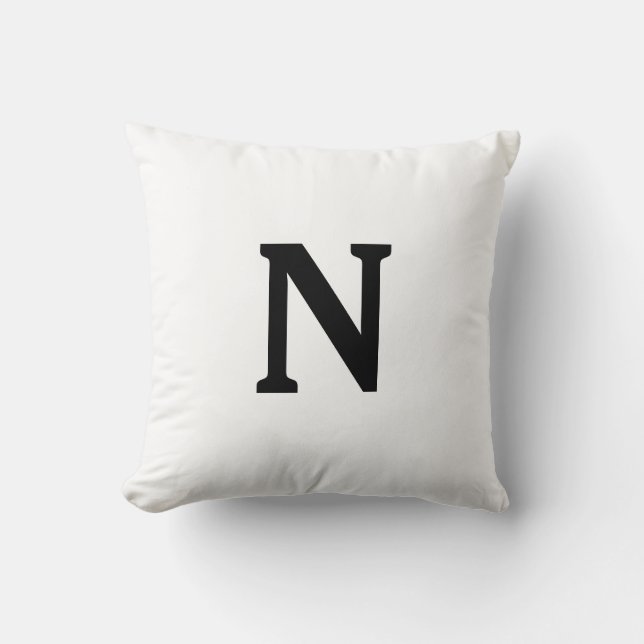 Initial Letter Monogram Modern Stylish Trendy Throw Pillow (Front)