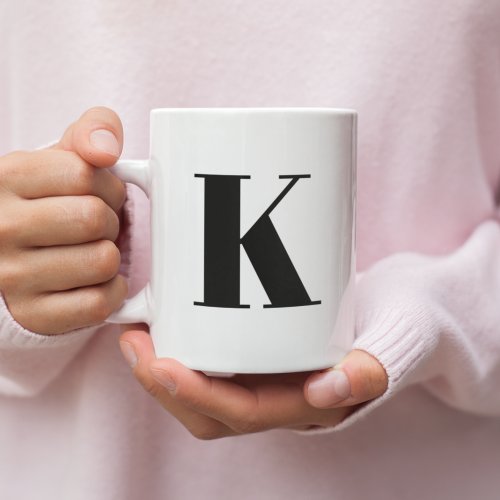 Initial Letter  Monogram Modern Stylish Trendy Two_Tone Coffee Mug