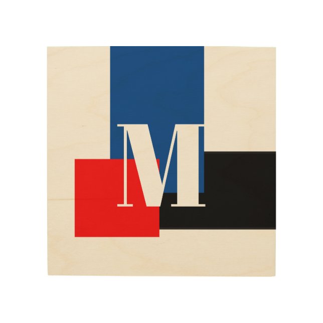 Initial Letter Monogram Modern Stylish Wood Wall Art (Front)