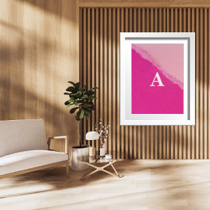 Initial Letter Monogram Modern Stylist Pink  Poster