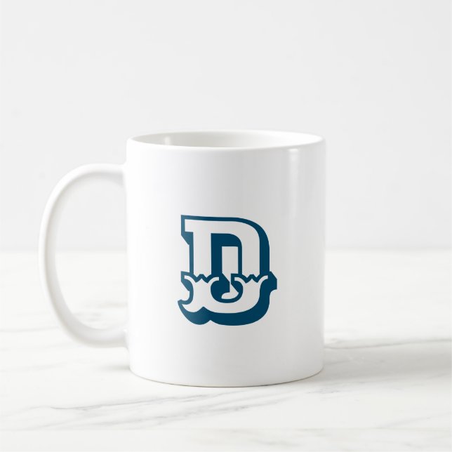 Initial Letter | Monogram Modern Trendy Blue Color Coffee Mug (Left)