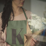 Initial Letter | Monogram Modern Trendy Sage Green Apron<br><div class="desc">Simple,  stylish custom initial letter monogram apron in modern minimalist typography in dark gray on sage green. A perfect custom gift or fashion accessory with a personal touch!</div>