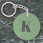 Initial Letter | Monogram Modern Trendy Sage Green Keychain<br><div class="desc">Simple,  stylish custom initial letter monogram keychain in modern minimalist typography in dark gray on sage green. A perfect custom gift or accessory with a personal touch!</div>